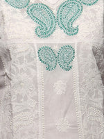 Load image into Gallery viewer, Seva Chikan Hand Embroidered White Cotton Lucknowi Chikan A-Line Kurta-SCL0672