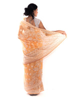Load image into Gallery viewer, Seva Chikan Hand Embroidered Orange Georgette Lucknowi Saree With Gotta Patti Work-SCL1763
