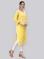 Load image into Gallery viewer, Seva Chikan Hand Embroidered Georgette Chikankari Kurta With Matching Slip