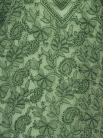 Load image into Gallery viewer, Seva Chikan Hand Embroidered Dark Green Cotton Lucknowi Chikan Short Top-SCL0175