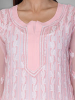 Load image into Gallery viewer, Seva Chikan Hand Embroidered Pink Faux Georgette Lucknowi Chikankari Anarkali Kurta-SCL0959