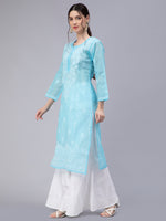 Load image into Gallery viewer, Seva Chikan Hand Embroidered Terivoil Cotton Lucknowi Chikan Kurti