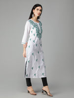 Load image into Gallery viewer, Seva Chikan Hand Embroidered White Cotton Lucknowi Chikankari Kurta