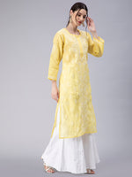 Load image into Gallery viewer, Seva Chikan Hand Embroidered Terivoil Cotton Lucknowi Chikan Kurti