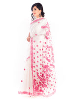 Load image into Gallery viewer, Seva Chikan Hand Embroidered White Kota Lucknowi Saree-SCL1197