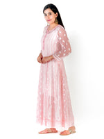 Load image into Gallery viewer, Seva Chikan Hand Embroidered Peach Georgette Lucknowi Chikankari Anarkali-SCL1321