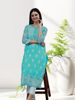 Load image into Gallery viewer, Seva Chikan Hand Embroidered Georgette Lucknowi Chikankari Kurta With Inner