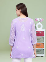 Load image into Gallery viewer, Seva Chikan Hand Embroidered Georgette Lucknowi Chikankari Top With Slip