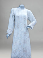 Load image into Gallery viewer, Seva Chikan Hand Embroidered White Pure Georgette Semi-Stitched Anarkali & Dupatta With Gotta Patti & Mukaish Work-SCL0880