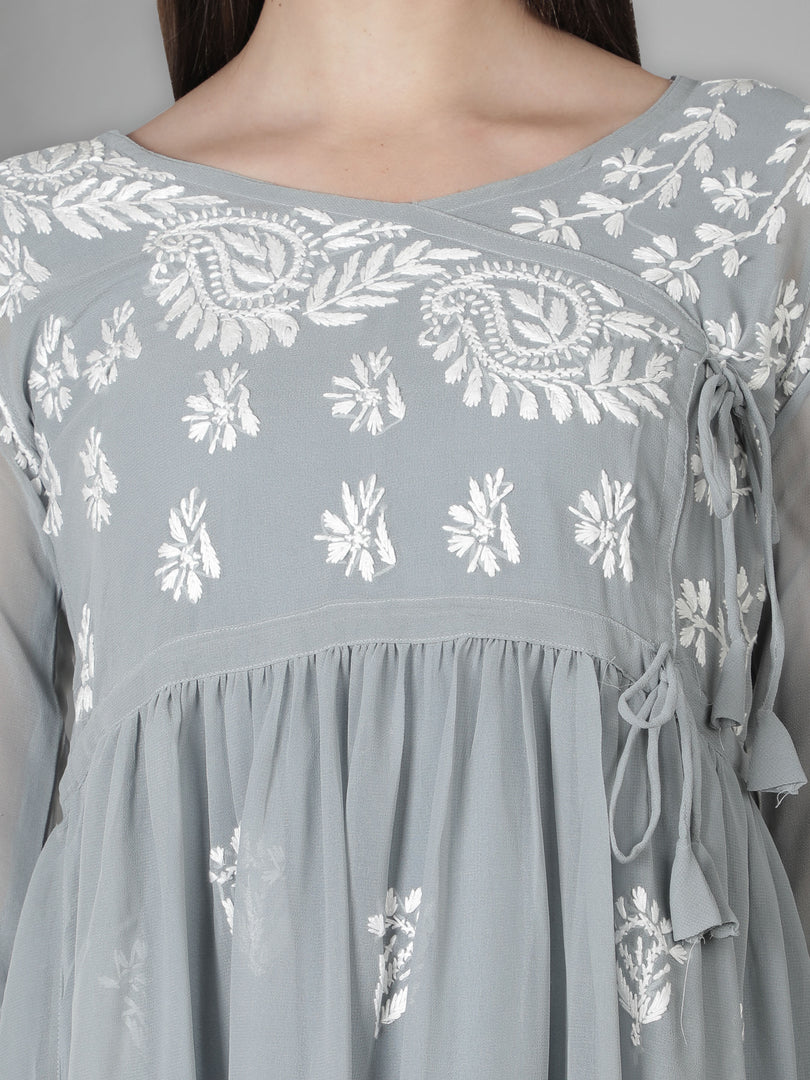 Seva Chikan Hand Embroidered Georgette Lucknowi Chikan Top