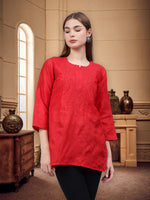 Load image into Gallery viewer, Seva Chikan Hand Embroidered Cotton Lucknowi Chikan Top