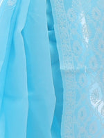 Load image into Gallery viewer, Seva Chikan Hand Embroidered Blue Cotton Lucknowi Saree-SCL2320