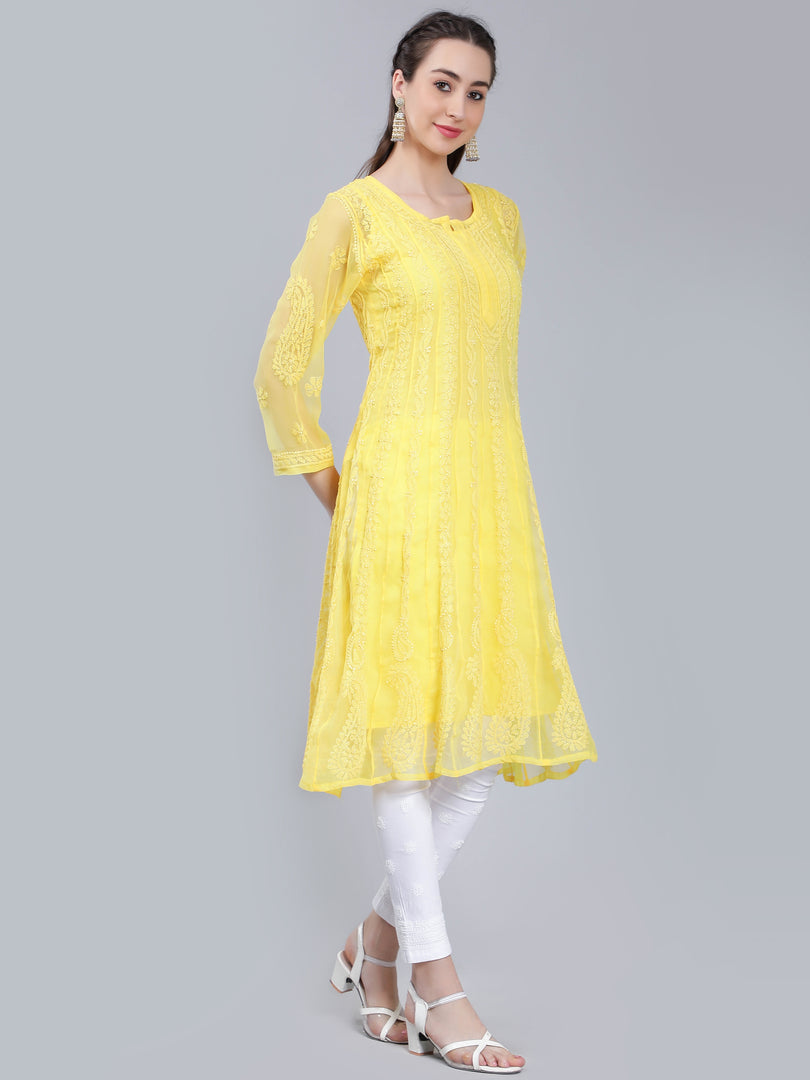 Seva Chikan Hand Embroidered Georgette Lucknowi Chikankari Anarkali