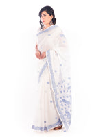 Load image into Gallery viewer, Seva Chikan Hand Embroidered White Kota Lucknowi Saree-SCL1195