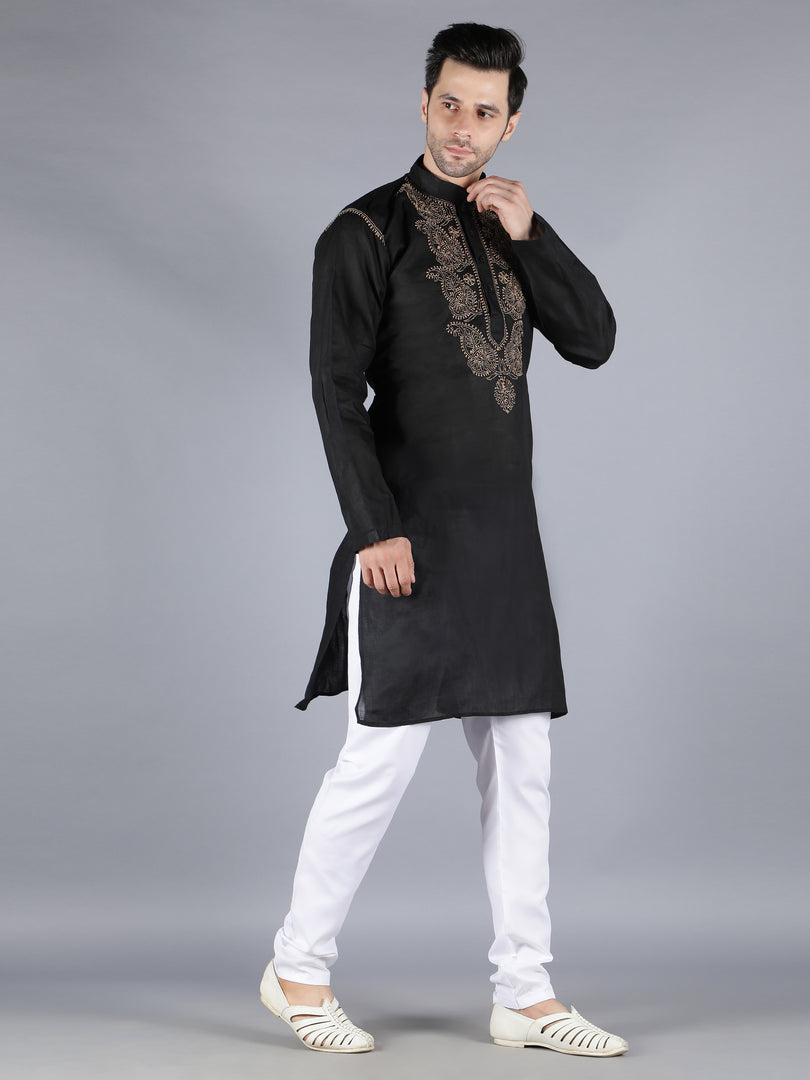 Seva Chikan Hand Embroidered Lucknowi Chikan Mens Kurta