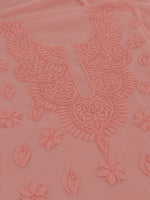 Load image into Gallery viewer, Seva Chikan Hand Embroidered Peach Georgette Lucknowi Chikankari Unstitched Suit Piece-SEV15034