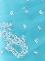 Load image into Gallery viewer, Seva Chikan Hand Embroidered Blue Georgette Lucknowi Saree-SCL2454