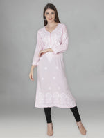 Load image into Gallery viewer, Seva Chikan Hand Embroidered Modal Cotton Lucknowi Chikan Kurti