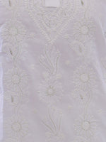 Load image into Gallery viewer, Seva Chikan Hand Embroidered White Cotton Lucknowi Chikan Kurti-SCL0224