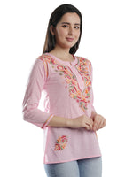 Load image into Gallery viewer, Seva Chikan Hand Embroidered Cotton Lucknowi Chikan Short Top