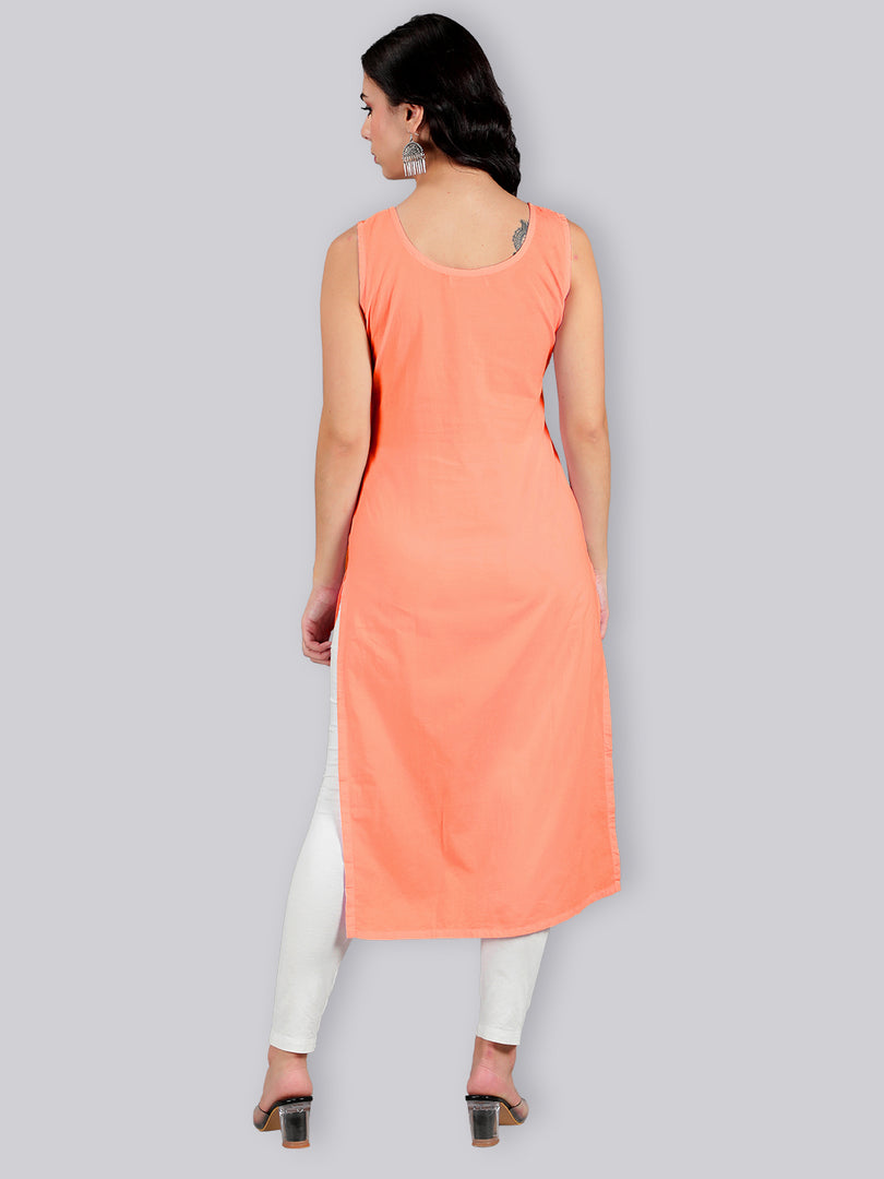 Seva Chikan Cotton Long Slips Combo of White (Pack of 2)