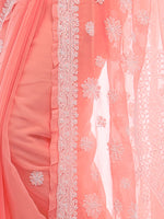Load image into Gallery viewer, Seva Chikan Hand Embroidered Peach Georgette Lucknowi Chikan Saree-SCL2336