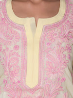 Load image into Gallery viewer, Seva Chikan Hand Embroidered Yellow Faux Georgette Lucknowi Chikankari Kurta-SCL0967