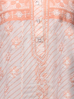 Load image into Gallery viewer, Seva Chikan Hand Embroidered White Cotton Lucknowi Chikankari Anarkali-SCL0354
