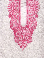 Load image into Gallery viewer, Seva Chikan Hand Embroidered White Cotton Lucknowi Chikan Kurta-SCL0678