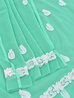 Load image into Gallery viewer, Seva Chikan Hand Embroidered Sea Green Georgette Lucknowi Chikankari Unstitched Suit Piece-SEV15042