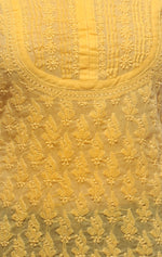 Load image into Gallery viewer, Seva Chikan Hand Embroidered Yellow Cotton Lucknowi Chikankari Short Top-SCL0179