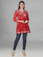 Load image into Gallery viewer, Seva Chikan Hand Embroidered Georgette Lucknowi Chikan Top