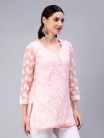 Load image into Gallery viewer, Seva Chikan Hand Embroidered Georgette Lucknowi Chikan Top With Slip
