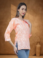 Load image into Gallery viewer, Seva Chikan Hand Embroidered Terivoil Cotton Lucknowi Chikan Top