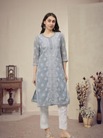 Load image into Gallery viewer, Seva Chikan Hand Embroidered Georgette Lucknowi Chikankari Kurta With Slip
