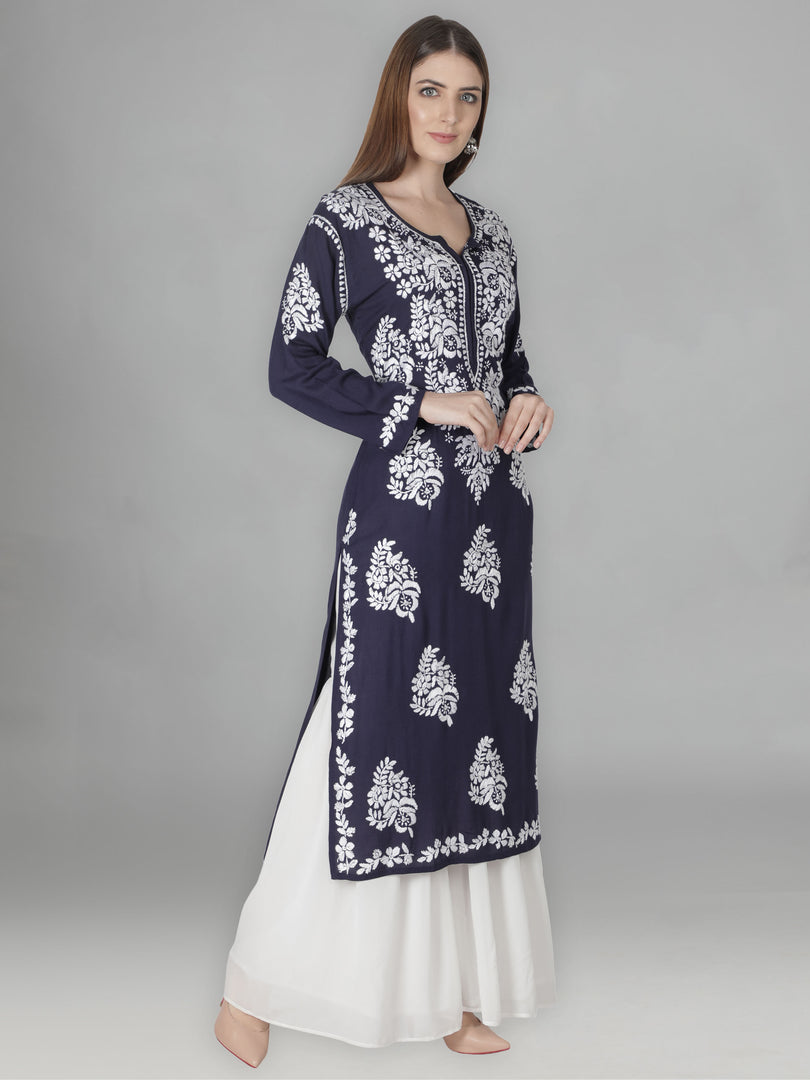 Seva Chikan Hand Embroidered Modal Cotton Lucknowi Chikankari Kurta