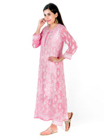 Load image into Gallery viewer, Seva Chikan Hand Embroidered Pink Georgette Lucknowi Chikankari Anarkali-SCL1288