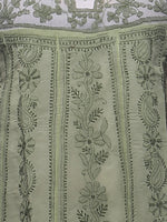 Load image into Gallery viewer, Seva Chikan Hand Embroidered Dark Green Cotton Lucknowi Chikankari Anarkali-SCL0240