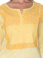 Load image into Gallery viewer, Seva Chikan Hand Embroidered Yellow Cotton Lucknowi Chikan Kurta-SCL0931
