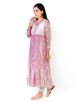 Load image into Gallery viewer, Seva Chikan Hand Embroidered Pink Georgette Lucknowi Chikankari Anarkali-SCL1319