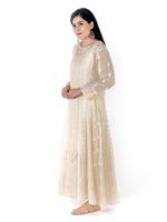 Load image into Gallery viewer, Seva Chikan Hand Embroidered Khaki Cotton Lucknowi Chikankari Anarkali-SCL1768