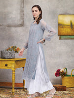 Load image into Gallery viewer, Seva Chikan Hand Embroidered Georgette Lucknowi Chikankari Kurta With Slip