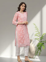 Load image into Gallery viewer, Seva Chikan Hand Embroidered Georgette Lucknowi Chikankari Kurta With Slip