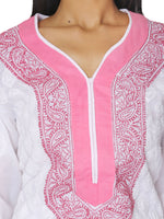 Load image into Gallery viewer, Seva Chikan Hand Embroidered White Cotton Lucknowi Chikan Kurta-SCL0917