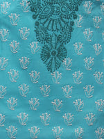 Load image into Gallery viewer, Seva Chikan Hand Embroidered Turquoise Cotton Lucknowi Chikan Kurti-SCL0273