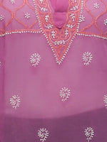 Load image into Gallery viewer, Seva Chikan Hand Embroidered Pink Georgette Lucknowi Chikankari Short Top SCL0163