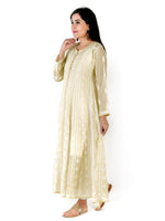 Load image into Gallery viewer, Seva Chikan Hand Embroidered Light Green Cotton Lucknowi Chikankari Anarkali-SCL1324