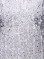 Load image into Gallery viewer, Seva Chikan Hand Embroidered White Cotton Lucknowi Chikan Kurti-SCL0223