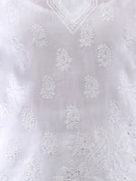 Load image into Gallery viewer, Seva Chikan Hand Embroidered White Cotton Lucknowi Chikan Kurti With Sequin Work-SCL0312