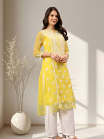Load image into Gallery viewer, Seva Chikan Hand Embroidered Georgette Lucknowi Chikankari Kurta With Slip